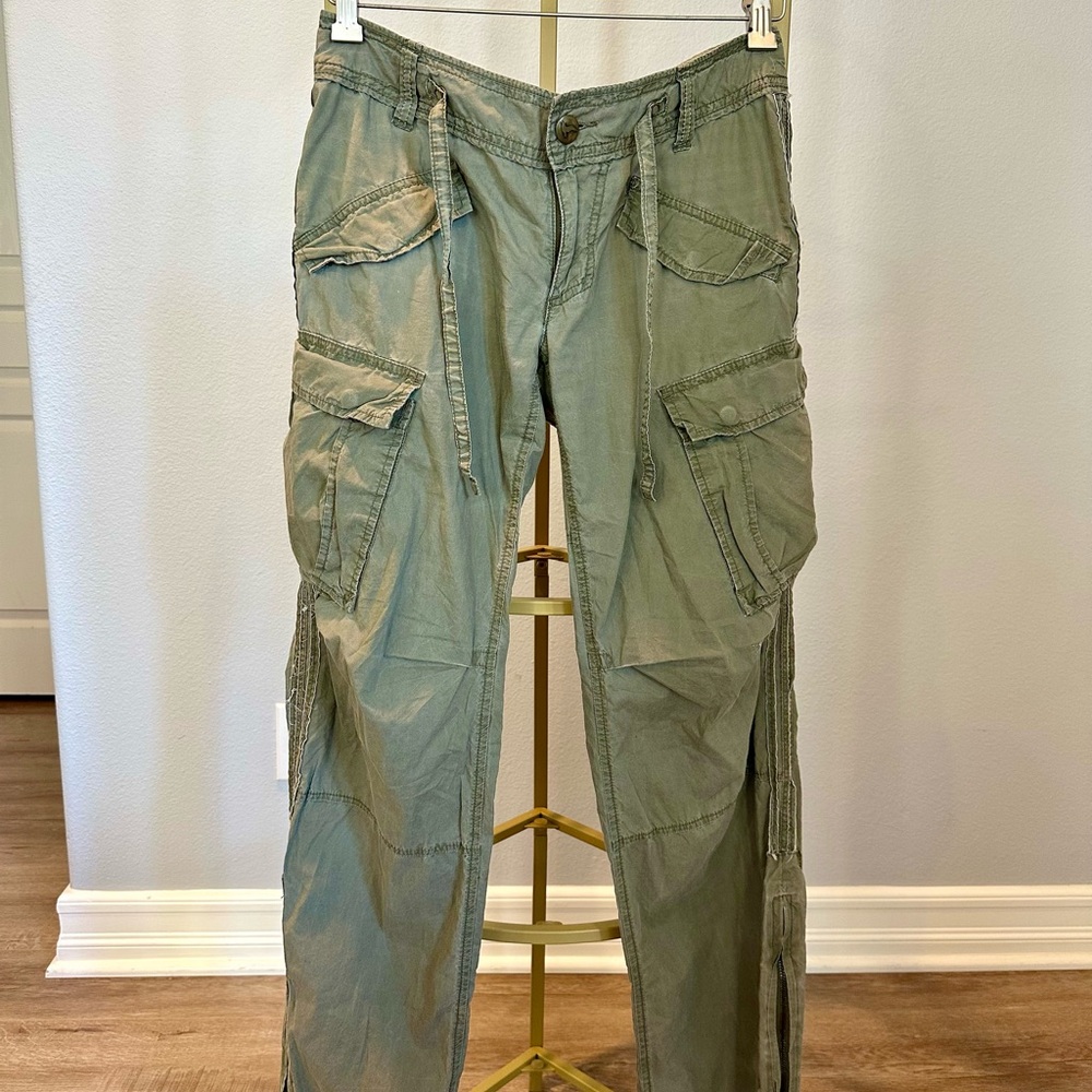 Vintage Free People Olive Green Cargo Pants - Picture 2 of 10